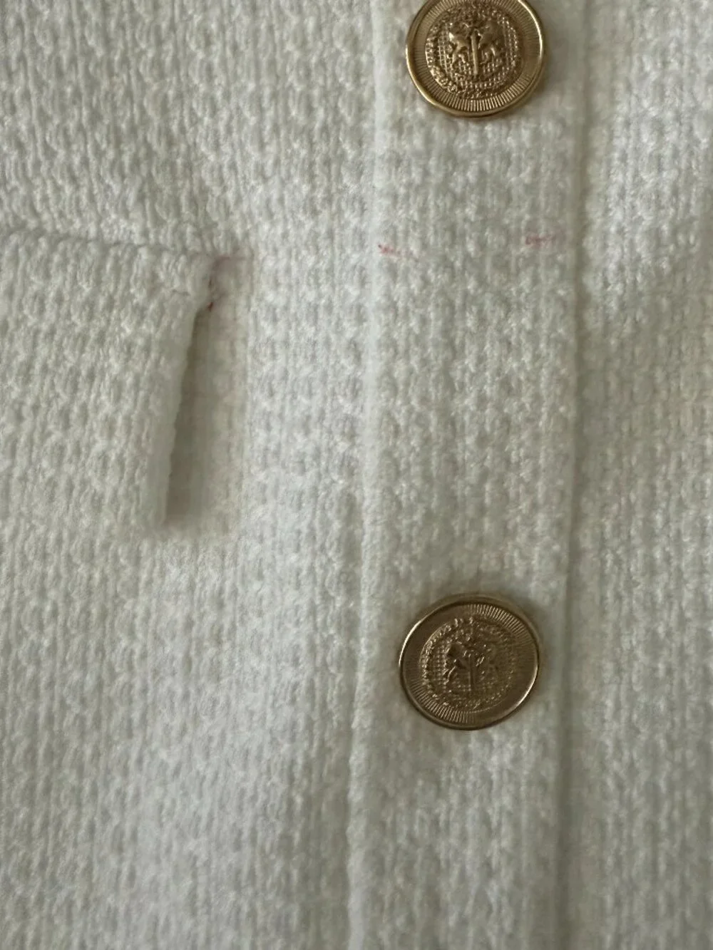ZARA Textured Tweed Skort – XS- White/Gold Accents- Mini Skort